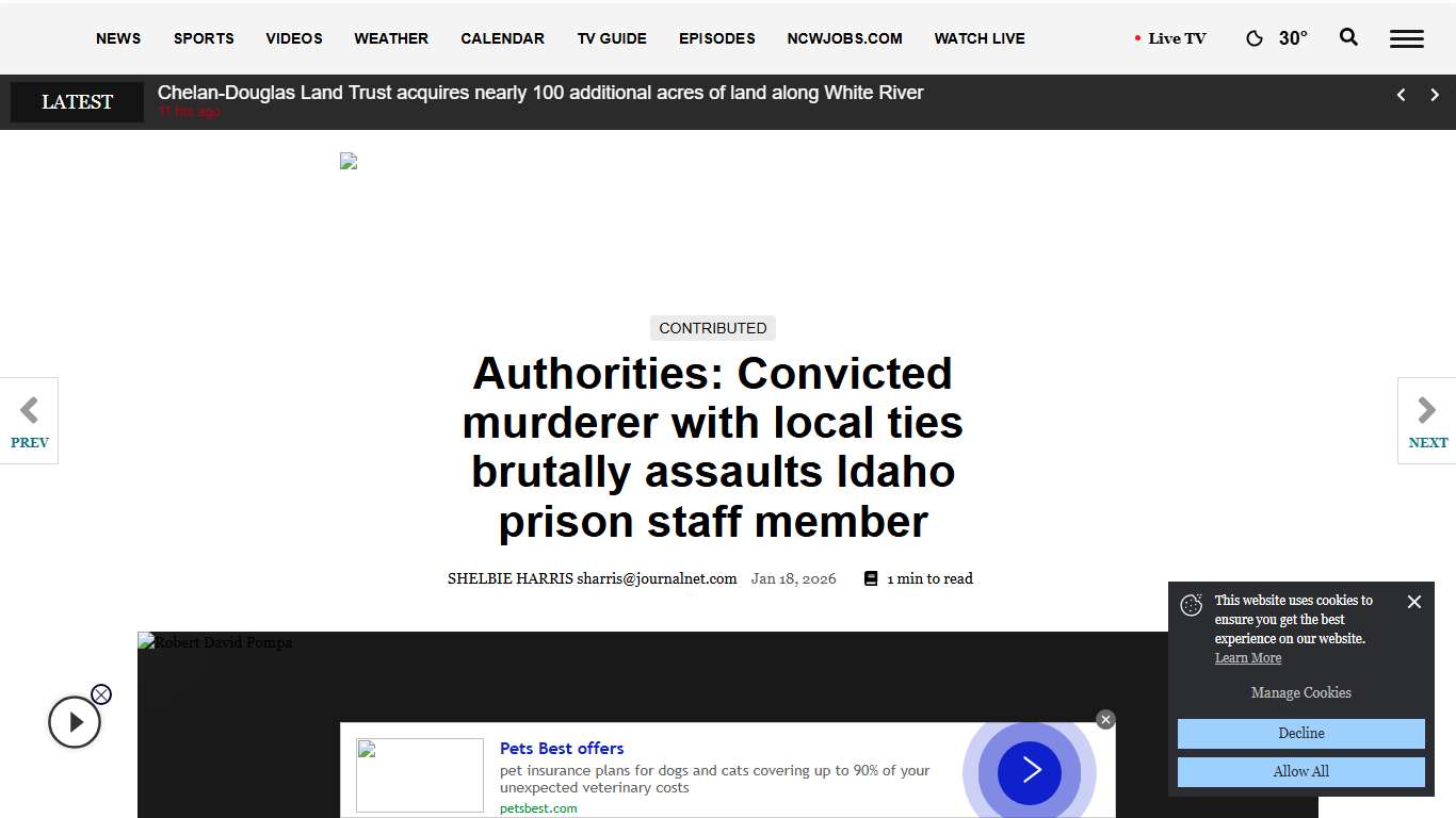 Authorities: Convicted murderer with local ties brutally assaults Idaho prison staff member Northwest ncwlife.com